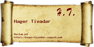 Hager Tivadar névjegykártya